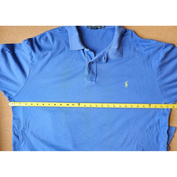 Polo by Ralph Lauren XLT XL Tall Blue Polo Shirt Green Pony Mens Preppy Normcore - Picture 6 of 6